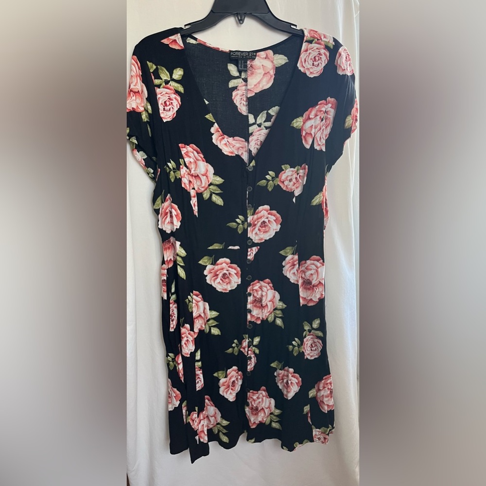 Black floral forever21 casual dress